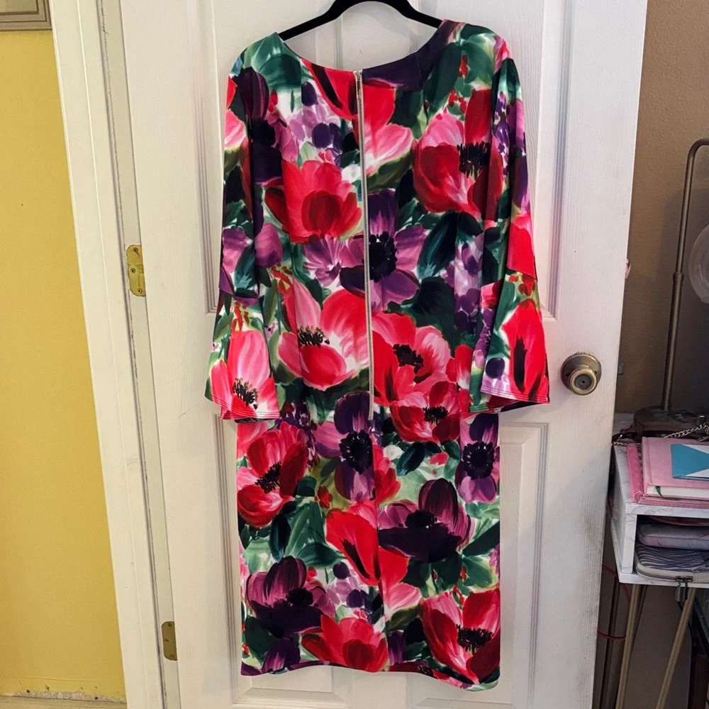 Calvin Klein Vibrant Floral Long Sleeve Dress - Picture 3 of 3